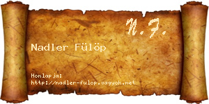 Nadler Fülöp névjegykártya